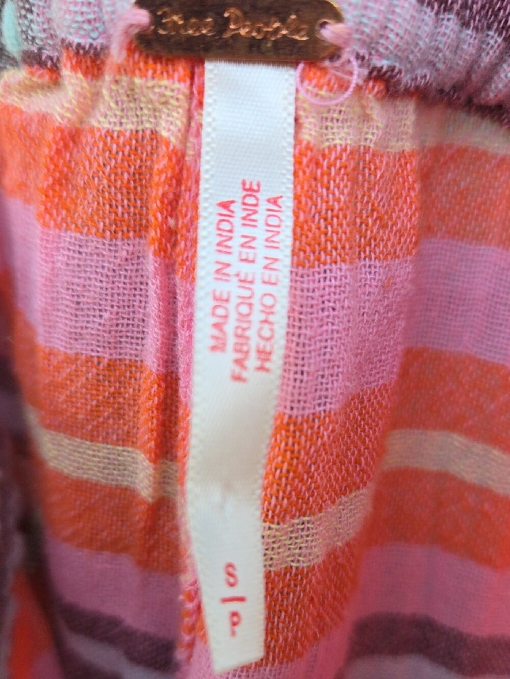 Free People Pink and Orange Plaid Cargo Joggers - Picture 2 of 7